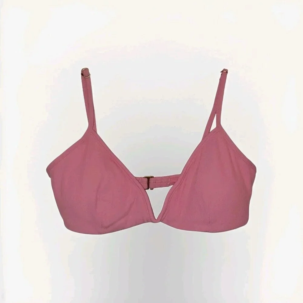 L*Space LSPACE Ribbed Helena Bikini Top Women's Size Large in Guava Pink NWT - Picture 9 of 9
